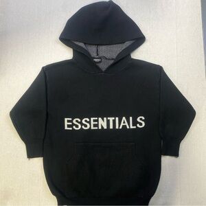 Essentials Fear Of God Black Knit Hoodie - Black